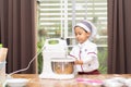 A boy is make bun for pizza Royalty Free Stock Photo