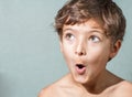 Boy make faces - amazing emotion Royalty Free Stock Photo