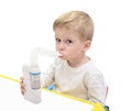 Boy makes inhalation with ultrasonic nebuliser Royalty Free Stock Photo