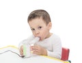 Boy makes inhalation with ultrasonic nebuliser Royalty Free Stock Photo