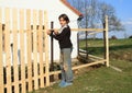 Boy making fence Royalty Free Stock Photo