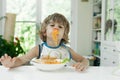 Boy making a mess Royalty Free Stock Photo