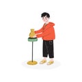 Boy Making Pots, at Pottery Workshop, Hobby, Education, Creative Child Development Vector Illustration Royalty Free Stock Photo