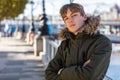 Boy Male Teenager Outside Wearing Parka Coat