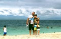 Boy and man on the beach