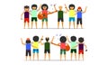 Boy man friendship party together front-back view vector illustration ep10