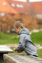 Boy with mancala game Royalty Free Stock Photo