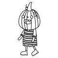 Boy mask pumpkin striped costume trick or treat Royalty Free Stock Photo