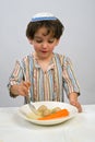 Boy matzo ball soup Royalty Free Stock Photo