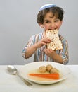 Boy matzo ball soup Royalty Free Stock Photo