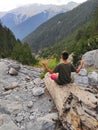 A boy meditating on Olympus mountain