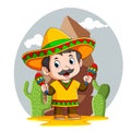 The boy mexican use the yellow sombrero hat Royalty Free Stock Photo