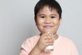 Boy with milk mustache Royalty Free Stock Photo