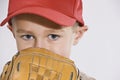 Boy with Mitt and Baseball Cap Royalty Free Stock Photo