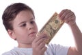 The boy and money Royalty Free Stock Photo