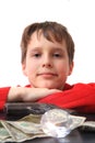 Boy money and diamond Royalty Free Stock Photo
