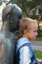 Boy and the monument Royalty Free Stock Photo