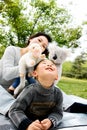 Boy and mother playing together Royalty Free Stock Photo