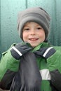 Boy  with  new woolly cap and scarf Royalty Free Stock Photo