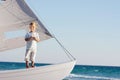 Boy onboard sea yacht Royalty Free Stock Photo