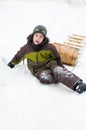 Boy outdoors in winter Royalty Free Stock Photo