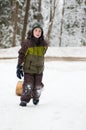 Boy outdoors in winter Royalty Free Stock Photo