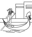 Boy paddling a boat coloring page