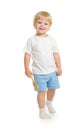 Boy with paint brush front view standing full length
