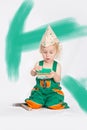 Boy with paint brush Royalty Free Stock Photo