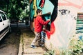 Boy painting graffiti Royalty Free Stock Photo