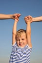 Boy with parents hands Royalty Free Stock Photo