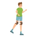 Boy park rollerblading icon, cartoon style Royalty Free Stock Photo