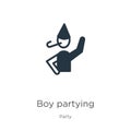 Boy partying icon vector. Trendy flat boy partying icon from party collection isolated on white background. Vector illustration