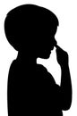 A boy picking his nose, silhouette vector