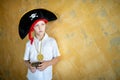 Boy pirate black hat Royalty Free Stock Photo