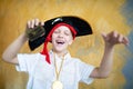 Boy pirate black hat Royalty Free Stock Photo