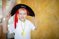 Boy pirate black hat Royalty Free Stock Photo