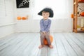 Boy in a pirate costume celebrates Halloween at home Royalty Free Stock Photo