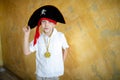 Boy pirate black hat Royalty Free Stock Photo