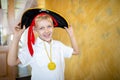 Boy pirate black hat Royalty Free Stock Photo