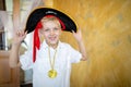 Boy pirate black hat Royalty Free Stock Photo