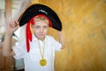 Boy pirate black hat Royalty Free Stock Photo