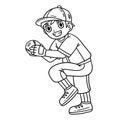 Boy Pitching Baseball Isolated Coloring Page