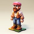 Nostalgic 3d Pixel Art Of Oliver: A Colorful Rural Life Depiction