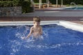 Boy plaiyng in swimming pool Royalty Free Stock Photo