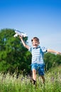 Boy with plane Royalty Free Stock Photo