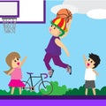 Boy Play Basketball character design cartoon art basketball Royalty Free Stock Photo