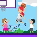 Boy Play Basketball character design cartoon art basketball Royalty Free Stock Photo