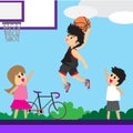 Boy Play Basketball character design cartoon art basketball Royalty Free Stock Photo