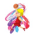 Boy Play Basketball character design cartoon art Multicolor Royalty Free Stock Photo